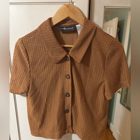 Sag Harbor Brown Knit Top Size 8 petite - Picture 2 of 6